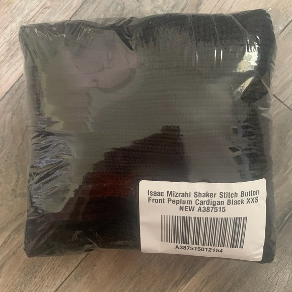 NWT ISAAC MIZRAHI SHAKER STITCH BUTTON FRONT PEPLUM CARDIGAN SWEATER BLACK XXS - Picture 10 of 12